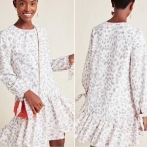 Anthropologie, Leopard Print Ruffle Dress